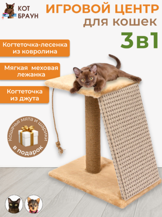 Игровой комплекс с лесенкой «Старт» КОТ БРАУН 52Х40Х31 см